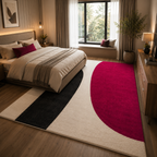 Modern Hand Tufted_ Abstract Pink Area Wool Rug For Living & Bedroom Stylish Brighten Neutral Interior Carpet