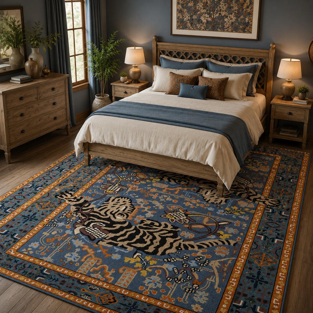 Tufted Agnes Wool Rug by Anthropologie – Elegant Green& Blue Designer Area Rug Carpet