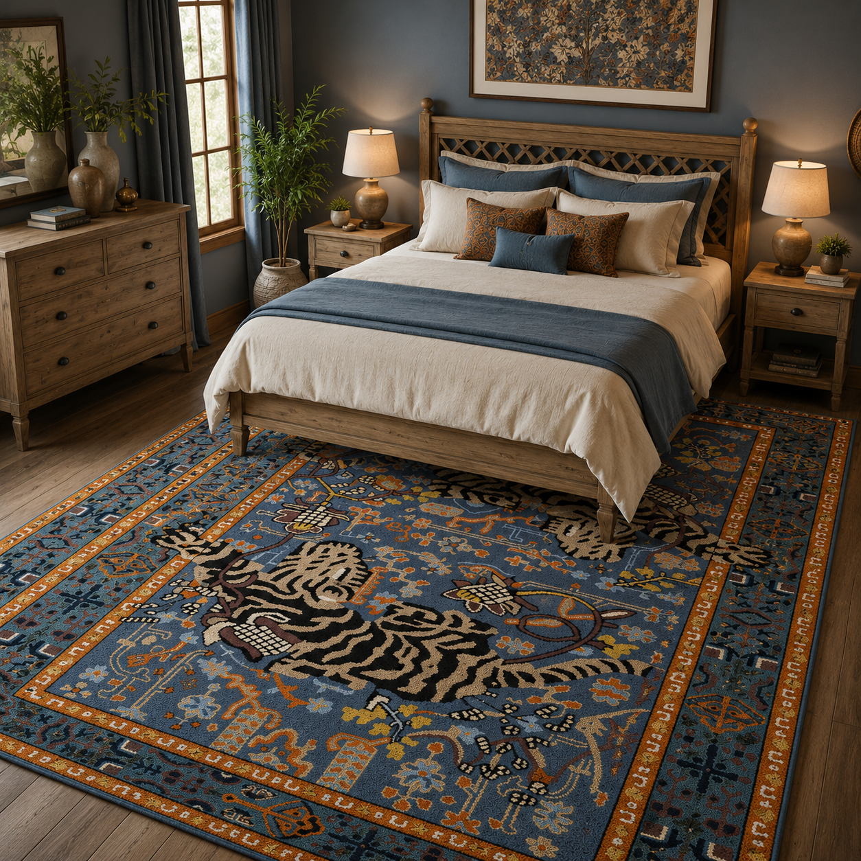 Tufted Agnes Wool Rug by Anthropologie – Elegant Green& Blue Designer Area Rug Carpet