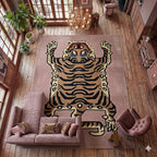 Hand - Tufted Wool Area Rug _Animal Kingdom Tibetan Tiger For Home Decor, Kids Room & Playroom |Stylish Interior Carpet