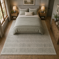 Hand-Tufted Sky Blue Wool Rug – Soft Plush Rectangular Carpet for Home Décor