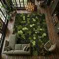 Modern Hand Tufted Wool Area Rug Moss Green Textured Pebble Rug Floral Carpet Soft Floor Rug For Home Decor