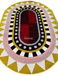 Hand-Tufted Wool Oval Area Rug – Colorful Abstract Modern Elegant Carpet for Hallway & Living Room