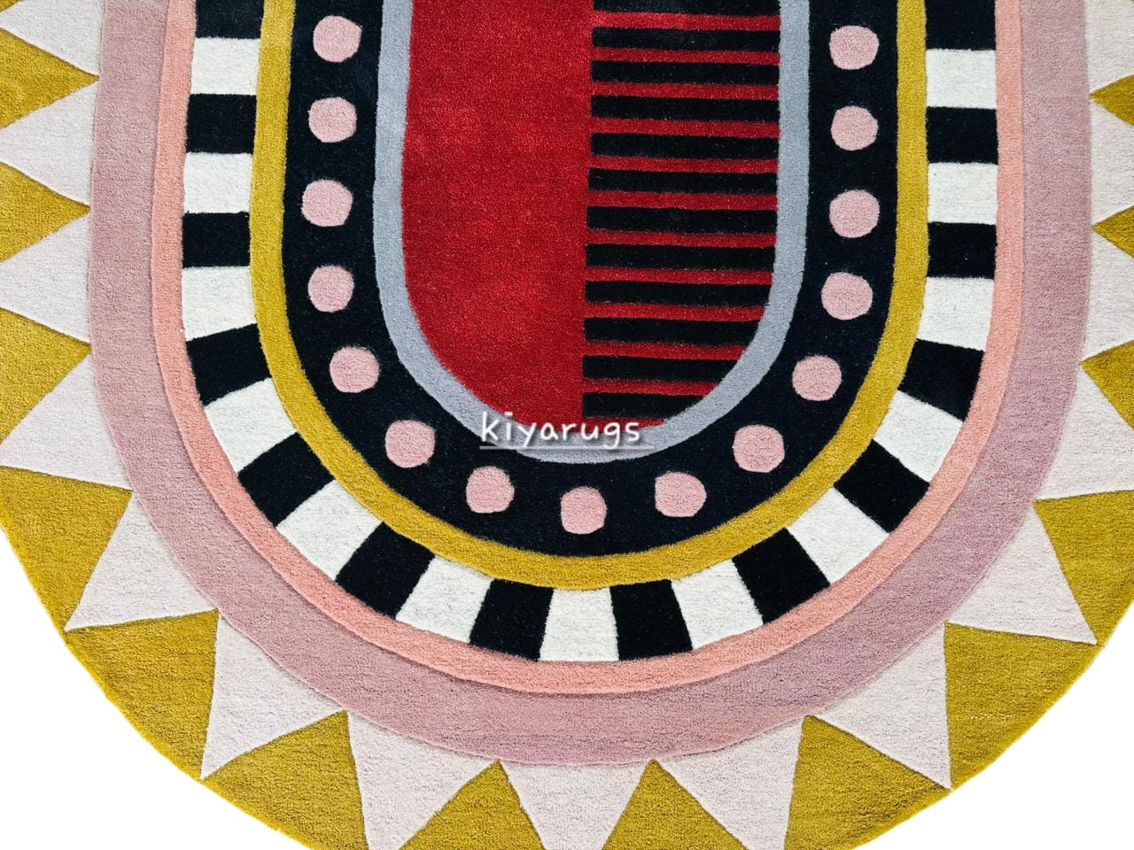 Hand-Tufted Wool Oval Area Rug – Colorful Abstract Modern Elegant Carpet for Hallway & Living Room