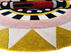 Hand-Tufted Wool Oval Area Rug – Colorful Abstract Modern Elegant Carpet for Hallway & Living Room