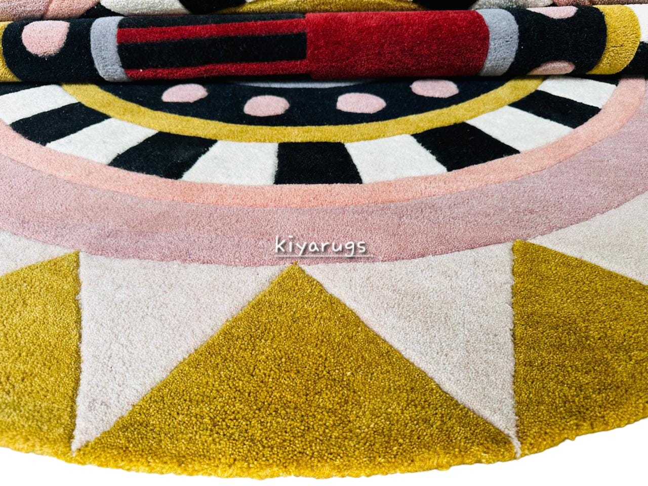 Hand-Tufted Wool Oval Area Rug – Colorful Abstract Modern Elegant Carpet for Hallway & Living Room
