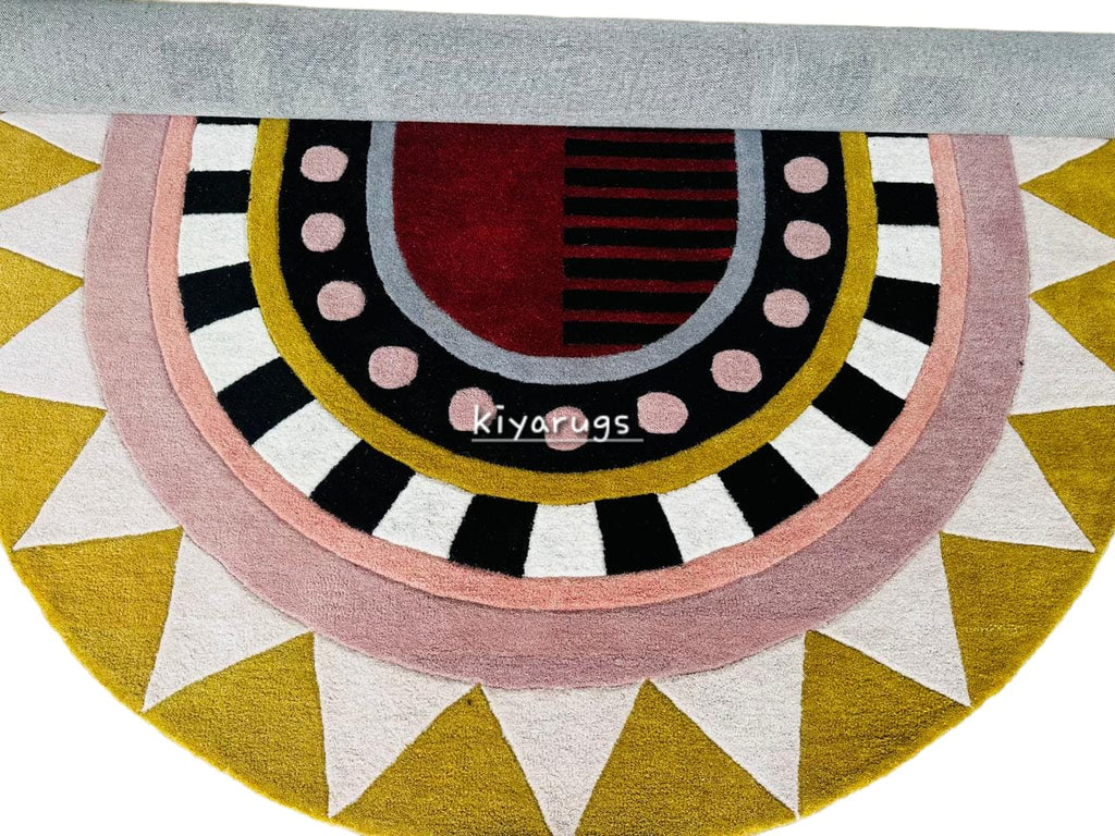 Hand-Tufted Wool Oval Area Rug – Colorful Abstract Modern Elegant Carpet for Hallway & Living Room