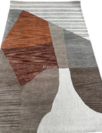 Premium Hand-Tufted Wool Area Rug – Brown & Grey Rectangular Carpet for Stylish Modern Home Décor
