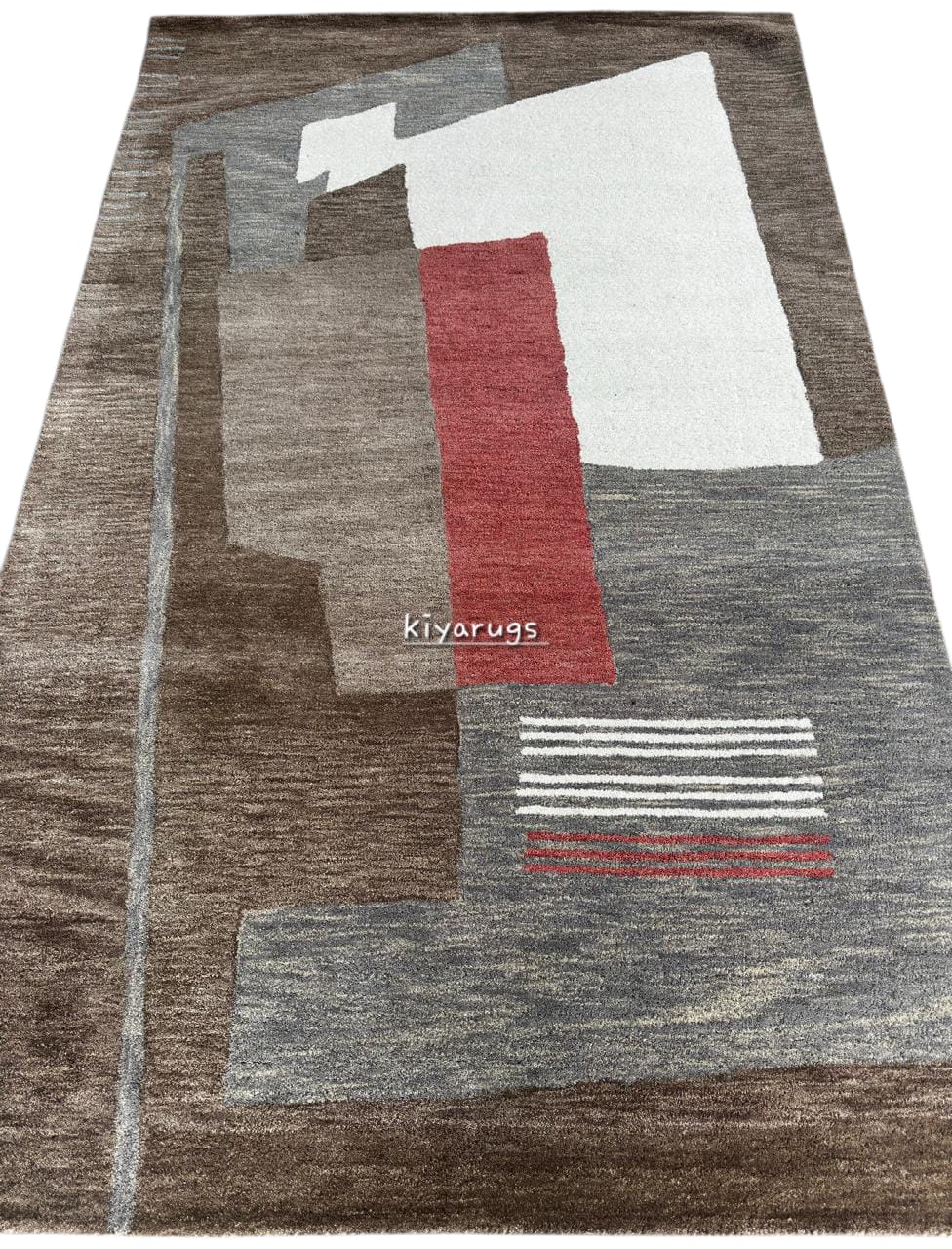 Premium Hand-Tufted Wool Area Rug – Brown & Grey Rectangular Carpet for Stylish Modern Home Décor