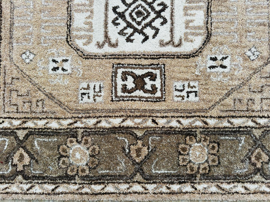 Hand-Tufted Ellington Fawn Geometric Pattern Wool Area Rug – Rectangular Elegant Interior Carpet