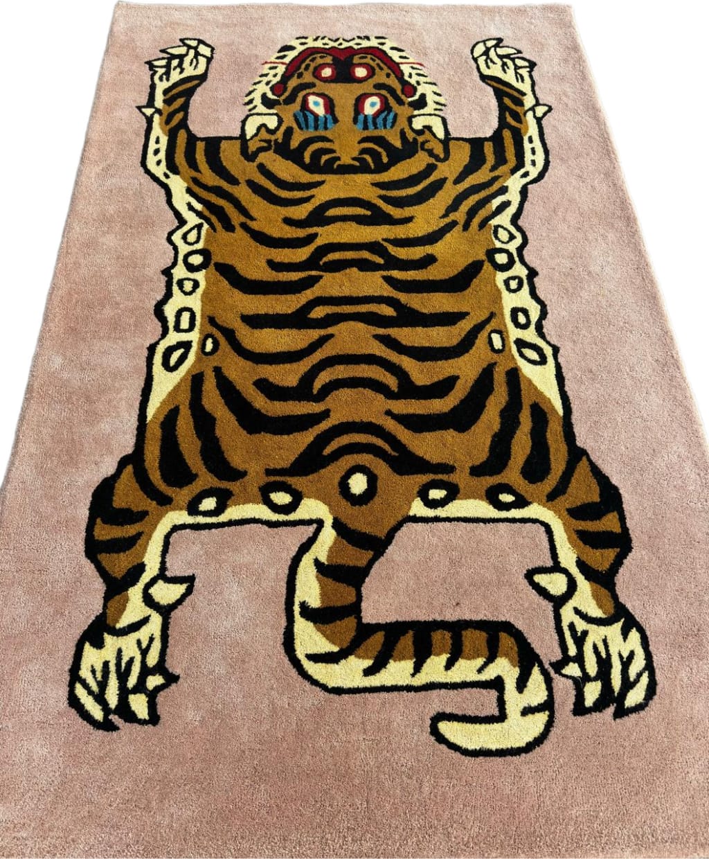 Hand - Tufted Wool Area Rug _Animal Kingdom Tibetan Tiger For Home Decor, Kids Room & Playroom |Stylish Interior Carpet