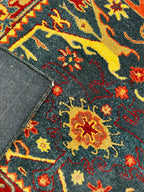 Hand-knotted Traditional Oriental Rug – Elegant Floral Navy Blue Area Carpet