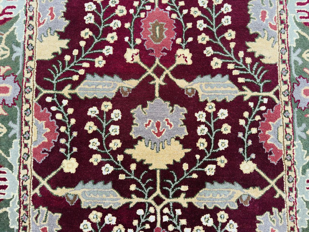 Handmade Hand-Knotted Wool Area Rug – Red Floral Vintage Flower Pattern Traditional Style Carpet