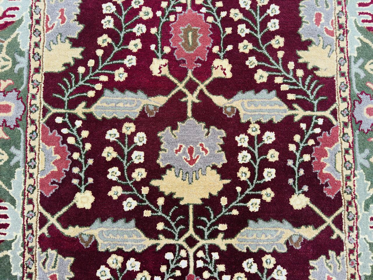 Handmade Hand-Knotted Wool Area Rug – Red Floral Vintage Flower Pattern Traditional Style Carpet
