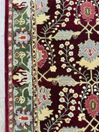Handmade Hand-Knotted Wool Area Rug – Red Floral Vintage Flower Pattern Traditional Style Carpet