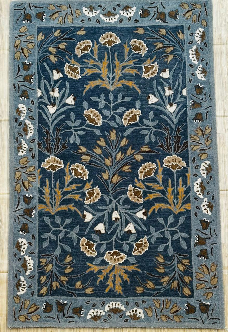Hand knotted Navy Blue Wool Area Rug – Luxurious Kalin Stylish For Interior Carpet