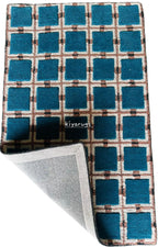 Hand Tufted Wool Rug – Blue & White Floral Geometric Area Rug for Living Room & Bedroom Decor Carpet