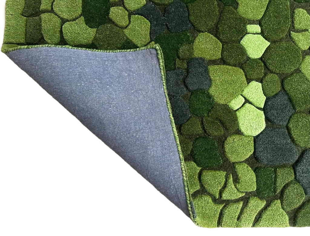 Modern Hand Tufted Wool Area Rug Moss Green Textured Pebble Rug Floral Carpet Soft Floor Rug For Home Decor