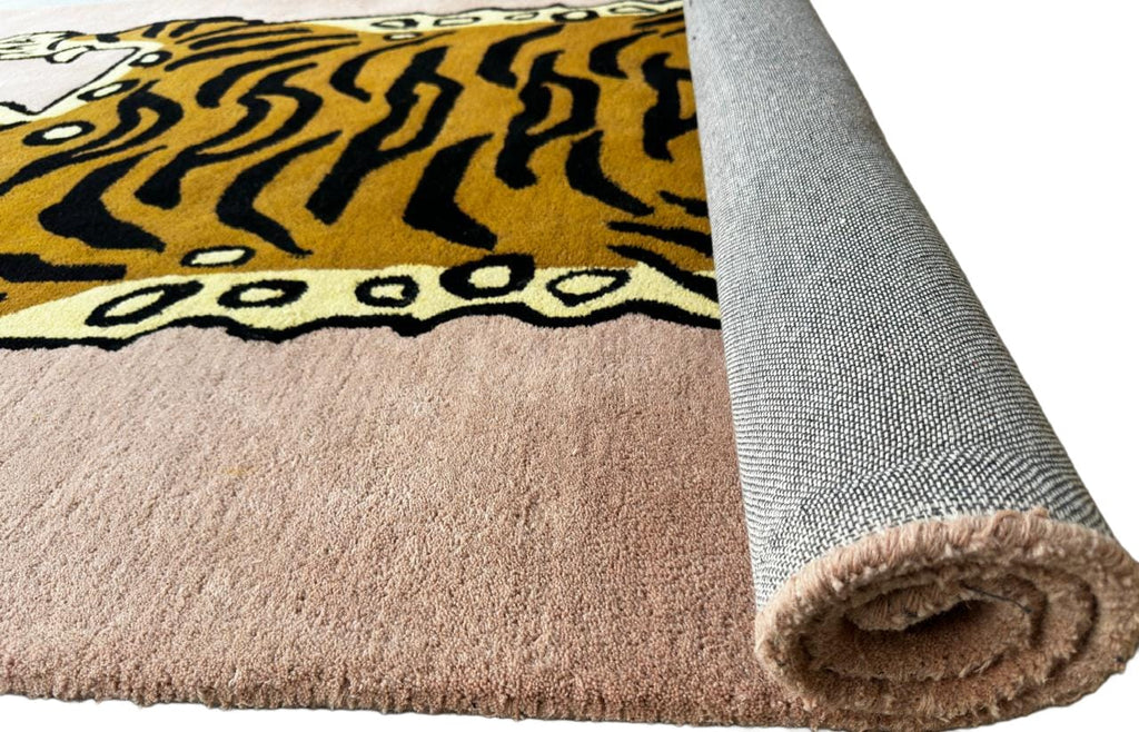 Hand - Tufted Wool Area Rug _Animal Kingdom Tibetan Tiger For Home Decor, Kids Room & Playroom |Stylish Interior Carpet