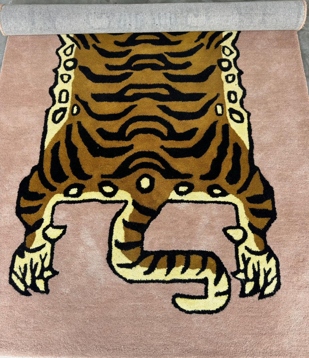 Hand - Tufted Wool Area Rug _Animal Kingdom Tibetan Tiger For Home Decor, Kids Room & Playroom |Stylish Interior Carpet