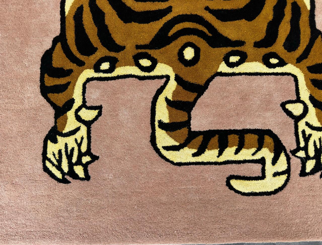 Hand - Tufted Wool Area Rug _Animal Kingdom Tibetan Tiger For Home Decor, Kids Room & Playroom |Stylish Interior Carpet