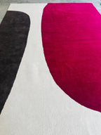 Modern Hand Tufted_ Abstract Pink Area Wool Rug For Living & Bedroom Stylish Brighten Neutral Interior Carpet
