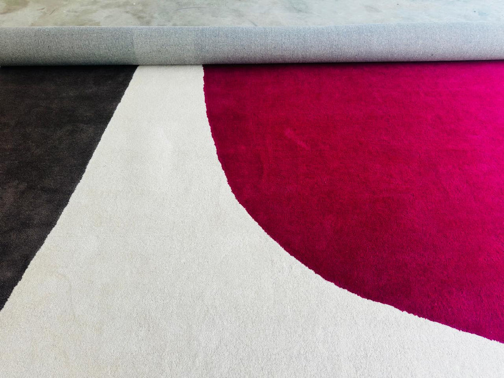 Modern Hand Tufted_ Abstract Pink Area Wool Rug For Living & Bedroom Stylish Brighten Neutral Interior Carpet