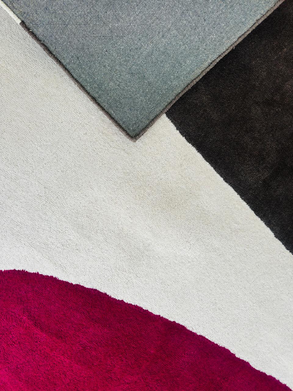 Modern Hand Tufted_ Abstract Pink Area Wool Rug For Living & Bedroom Stylish Brighten Neutral Interior Carpet