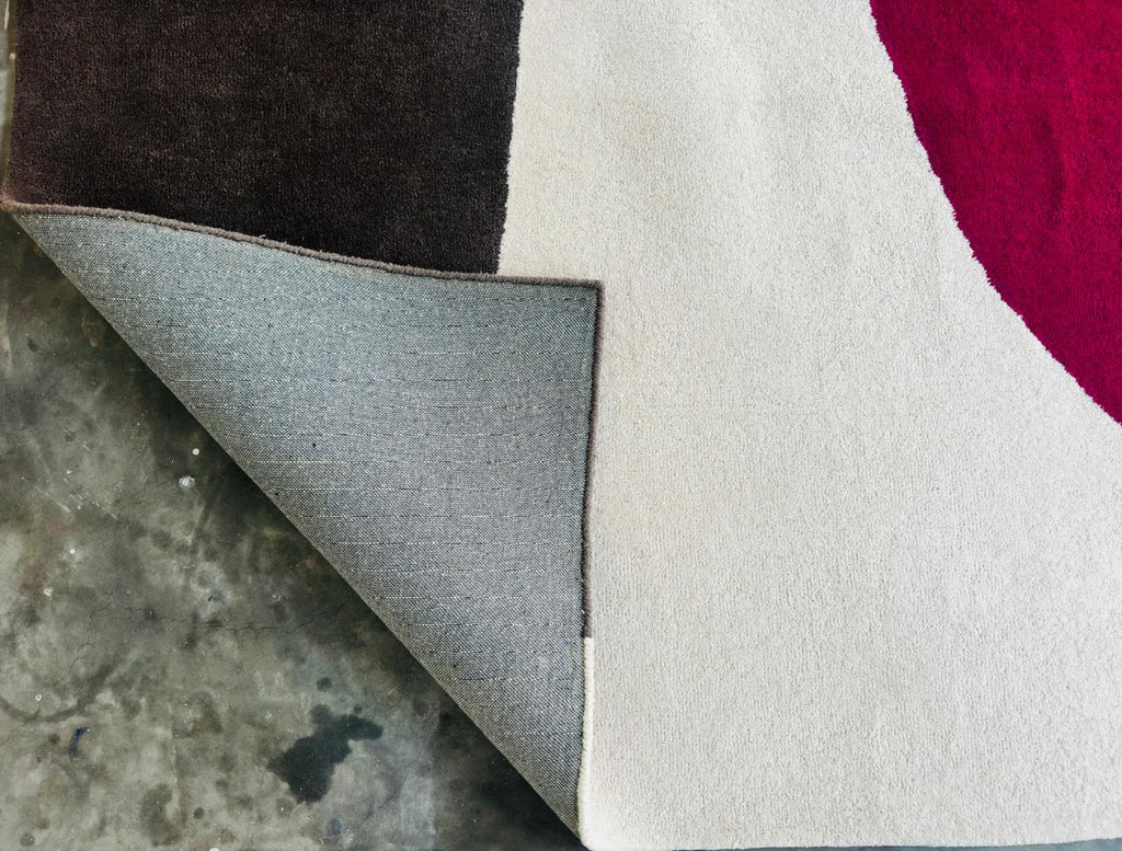 Modern Hand Tufted_ Abstract Pink Area Wool Rug For Living & Bedroom Stylish Brighten Neutral Interior Carpet