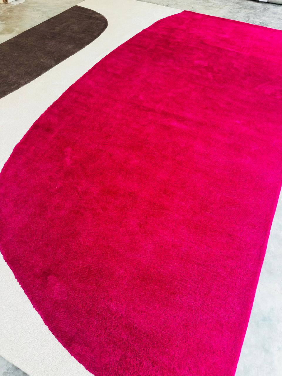 Modern Hand Tufted_ Abstract Pink Area Wool Rug For Living & Bedroom Stylish Brighten Neutral Interior Carpet