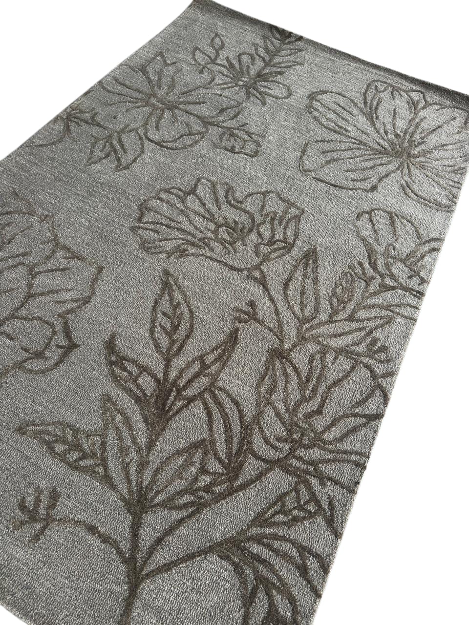 Hand Tufted Floral Gray Wool Rug – Modern Luxury Handmade Designer Area Rug for living Decor Carpet