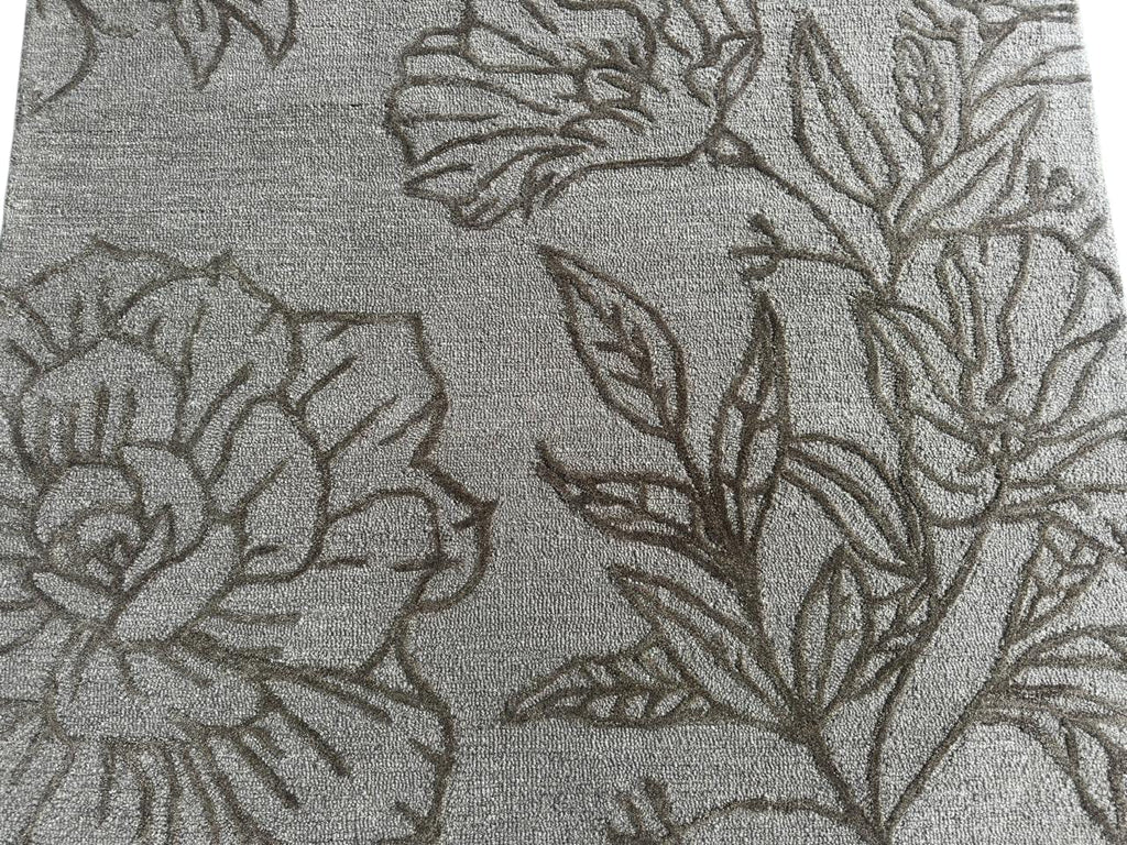 Hand Tufted Floral Gray Wool Rug – Modern Luxury Handmade Designer Area Rug for living Decor Carpet