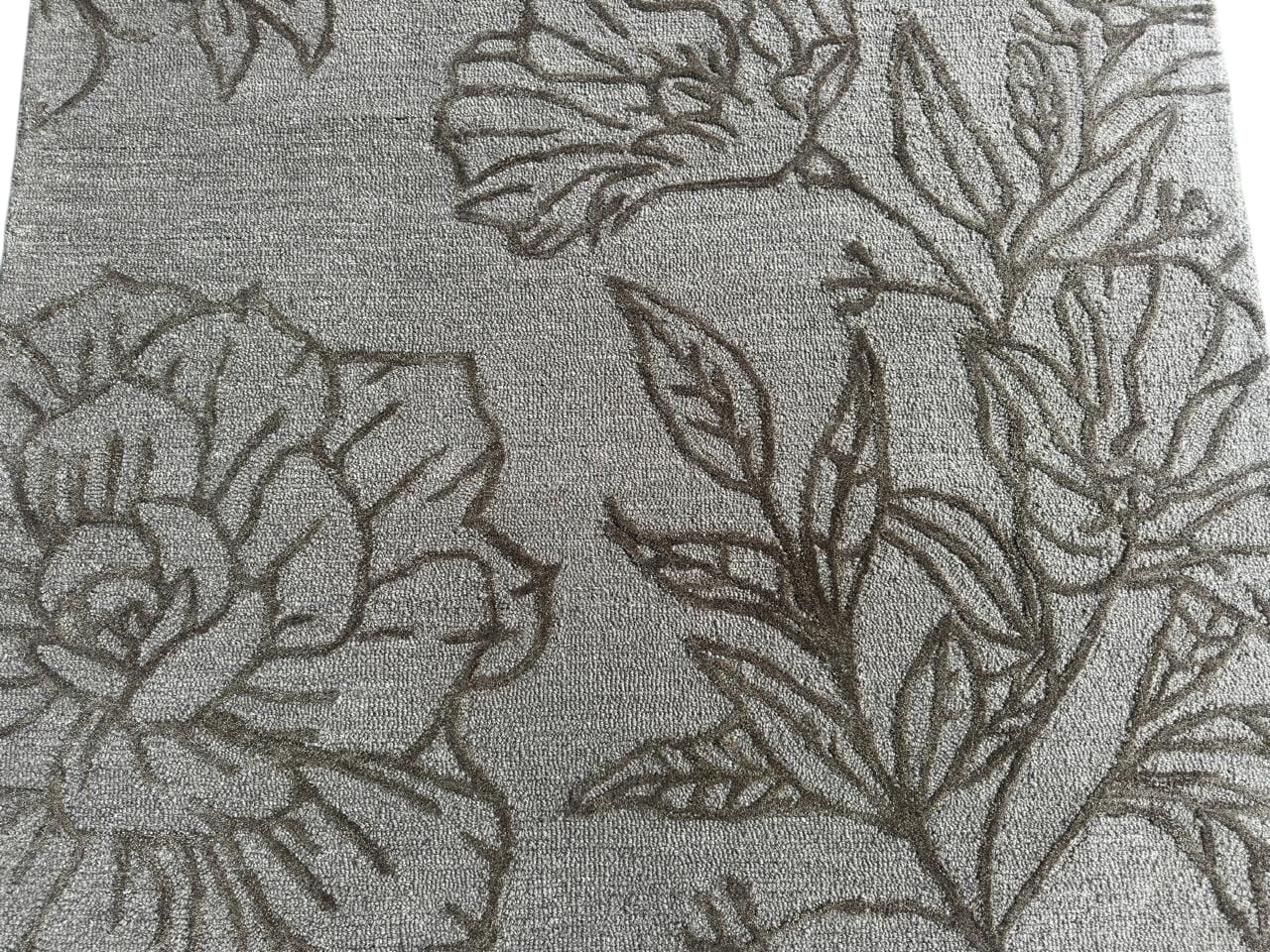 Hand Tufted Floral Gray Wool Rug – Modern Luxury Handmade Designer Area Rug for living Decor Carpet