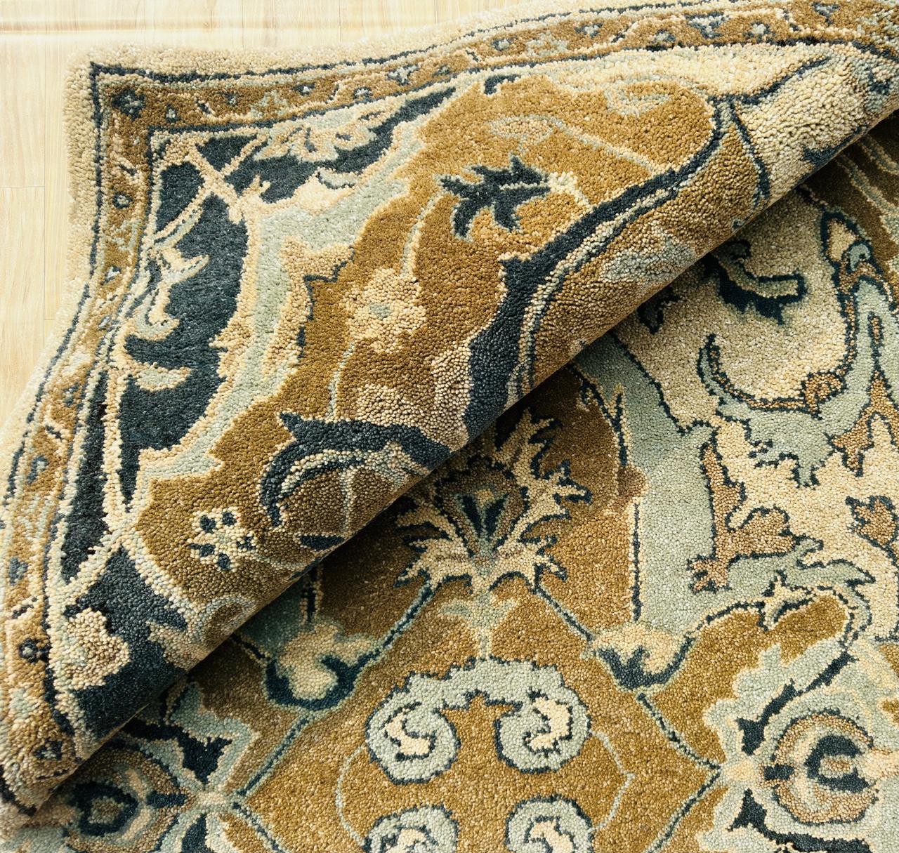 Traditional Hand-Tufted Wool Area Rug – Floral Beige Persian Antique Pattern Elegant Interior Carpet
