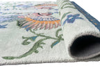 Handmade Wool Tufted Rug – Aria Design Green Bird & Floral Pattern, Elegant Decorative Home Accent