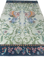 Handmade Wool Tufted Rug – Aria Design Green Bird & Floral Pattern, Elegant Decorative Home Accent