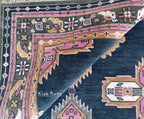 Navy Pink Oushak Rug: Hand-Knotted Turkish Floral Medallion