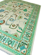 Sage Green Oushak Rug, 8x10 Ivory Hand-Tufted Woolen Carpet