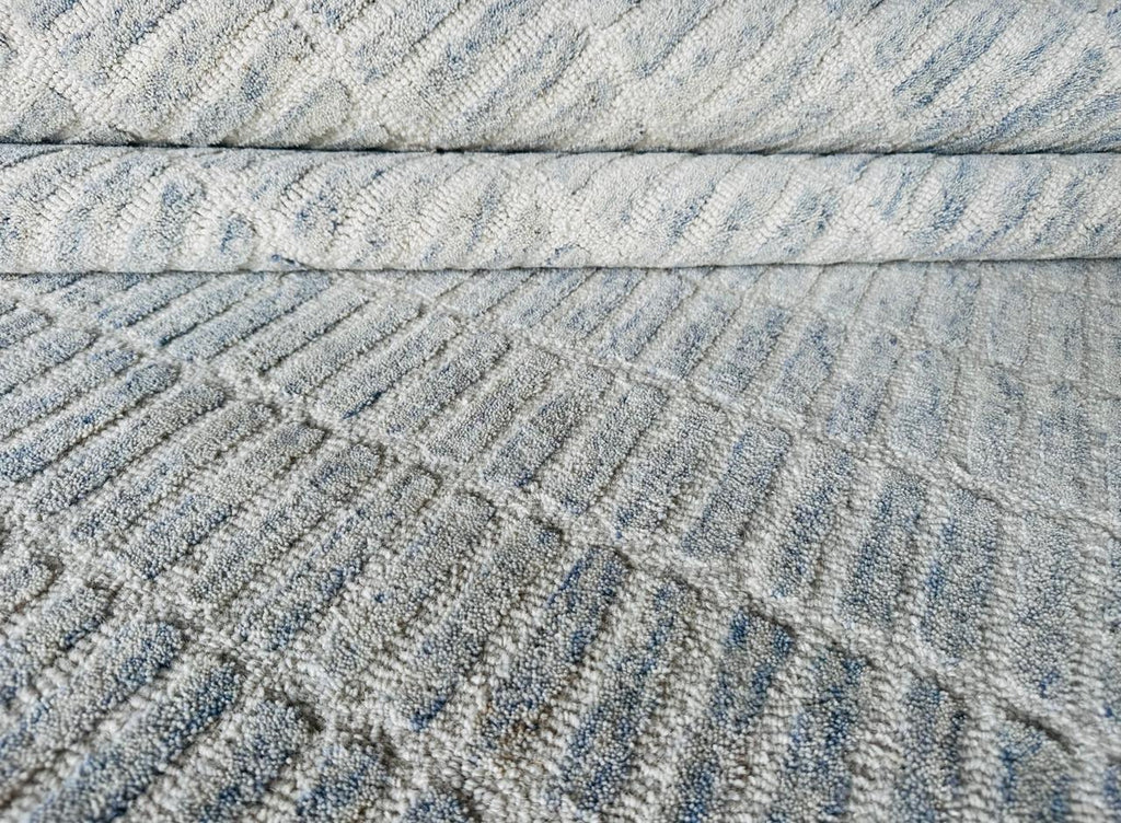 Hand-Tufted Sky Blue Wool Rug – Soft Plush Rectangular Carpet for Home Décor