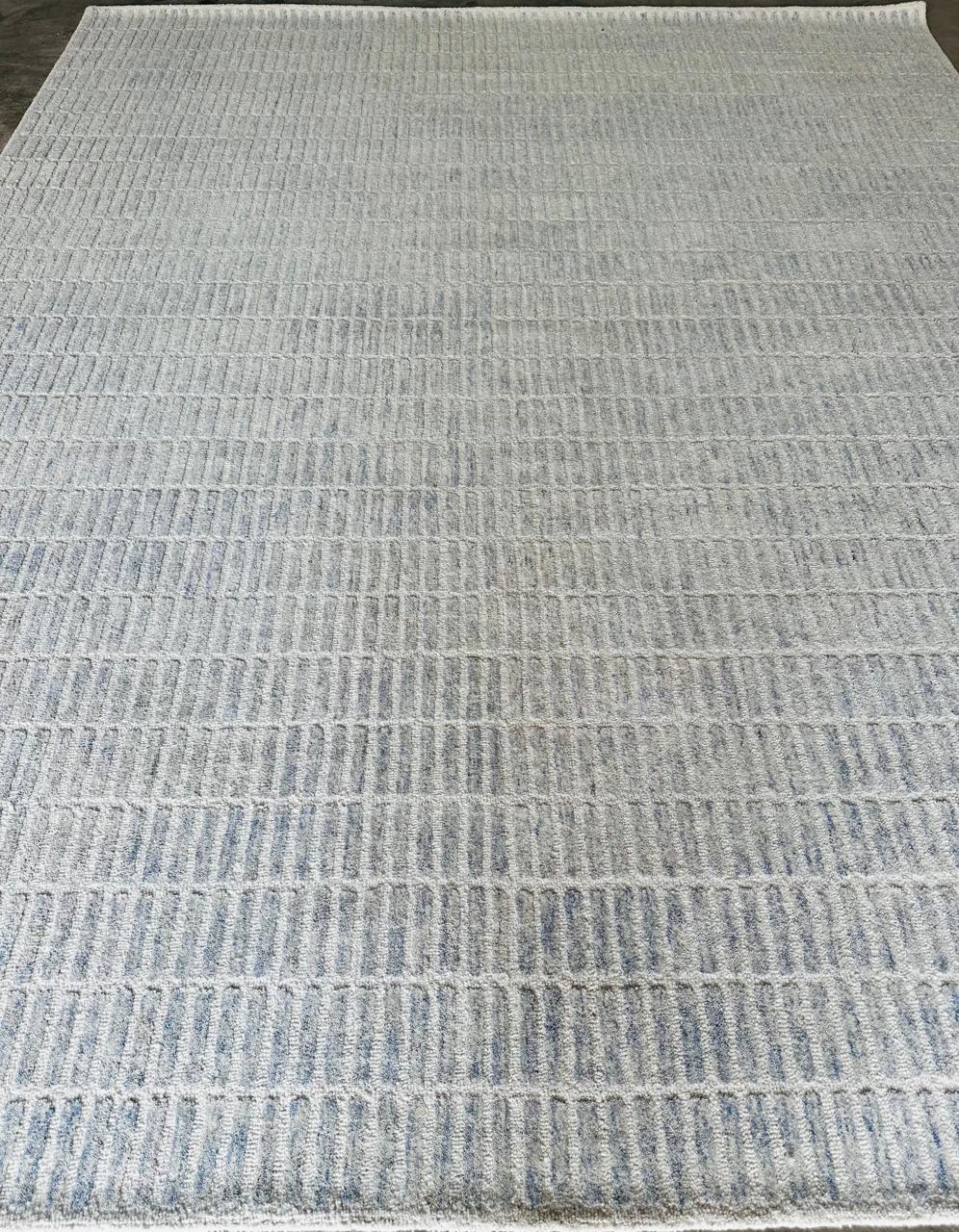 Hand-Tufted Sky Blue Wool Rug – Soft Plush Rectangular Carpet for Home Décor