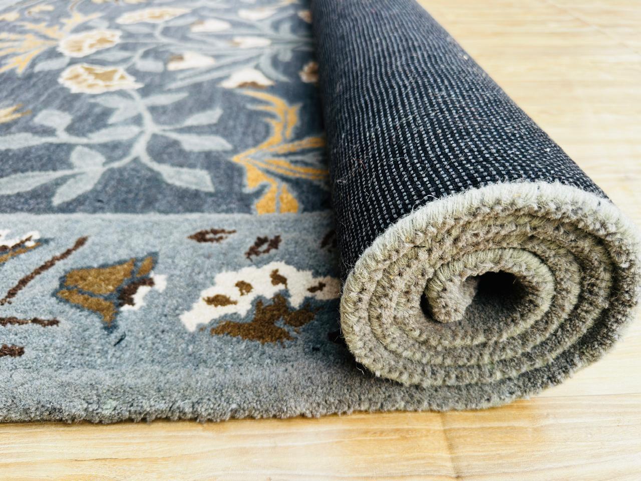 Hand knotted Navy Blue Wool Area Rug – Luxurious Kalin Stylish For Interior Carpet