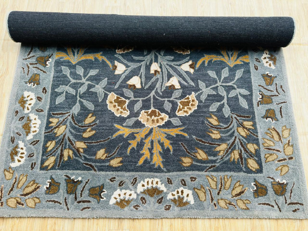 Hand knotted Navy Blue Wool Area Rug – Luxurious Kalin Stylish For Interior Carpet