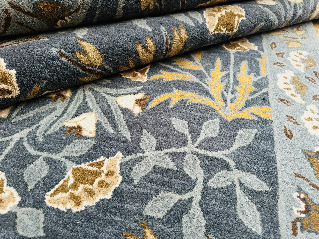 Hand knotted Navy Blue Wool Area Rug – Luxurious Kalin Stylish For Interior Carpet