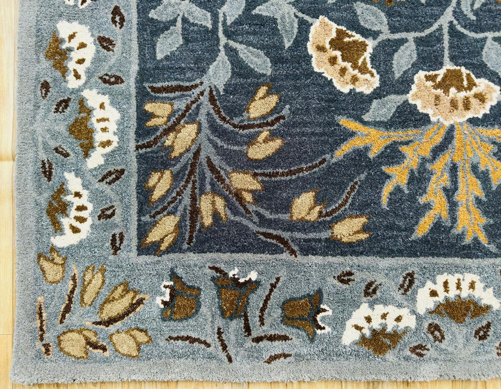Hand knotted Navy Blue Wool Area Rug – Luxurious Kalin Stylish For Interior Carpet