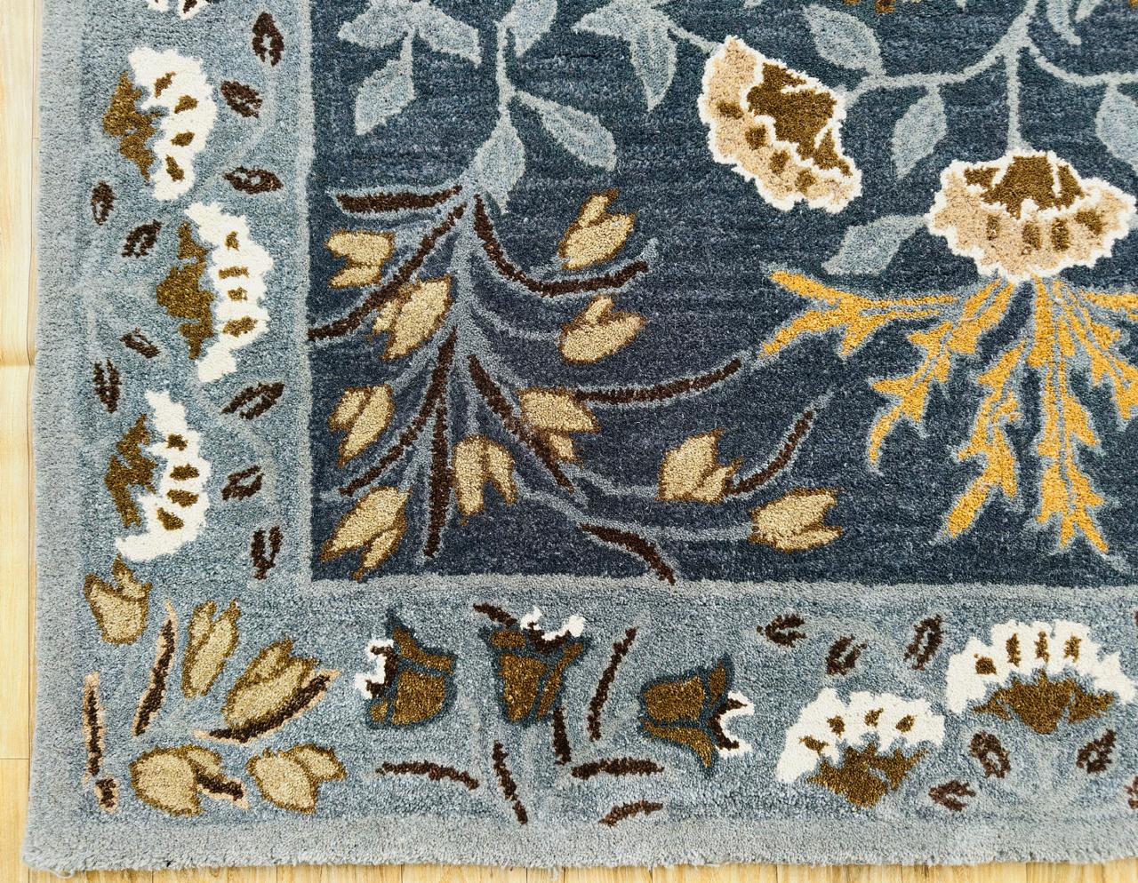 Hand knotted Navy Blue Wool Area Rug – Luxurious Kalin Stylish For Interior Carpet