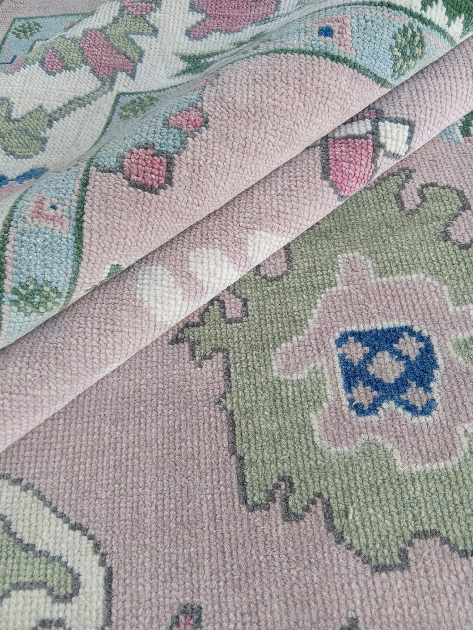 Pastel Oushak Rug, 8x10 Hand-Knotted Turkish Floral Wool Carpet