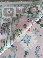 Pastel Oushak Rug, 8x10 Hand-Knotted Turkish Floral Wool Carpet
