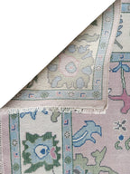 Pastel Oushak Rug, 8x10 Hand-Knotted Turkish Floral Wool Carpet