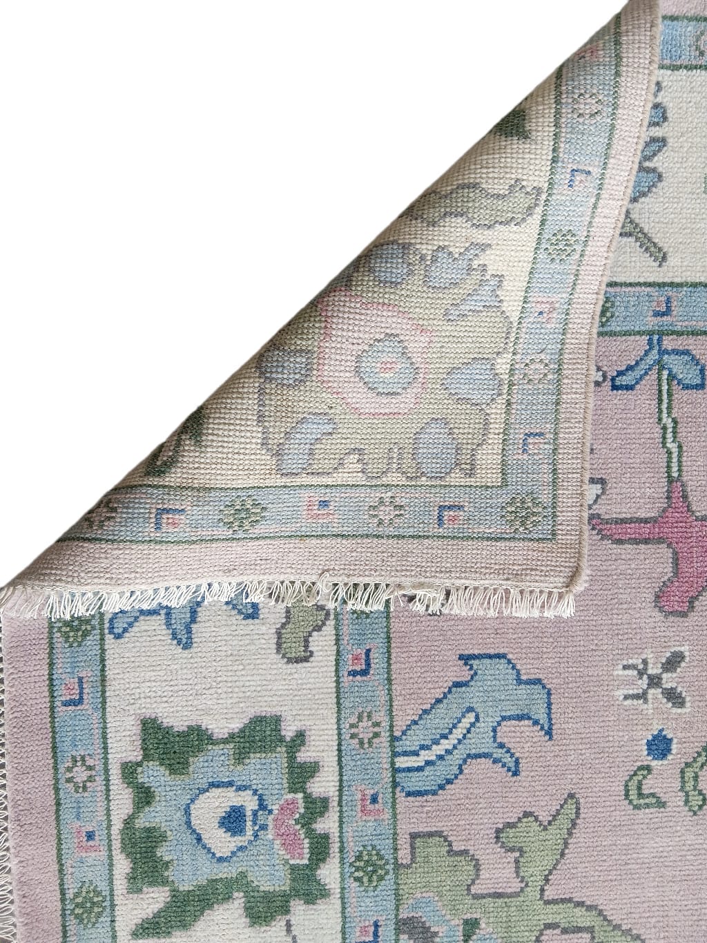 Pastel Oushak Rug, 8x10 Hand-Knotted Turkish Floral Wool Carpet