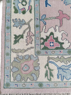 Pastel Oushak Rug, 8x10 Hand-Knotted Turkish Floral Wool Carpet